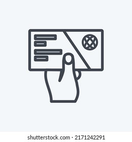 Icon Holding Business Card. suitable for Hand Actions symbol. line style. simple design editable. design template vector. simple symbol illustration