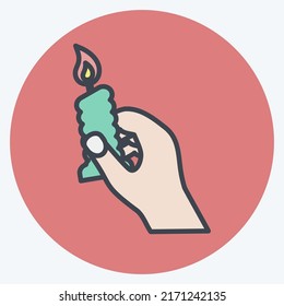Icon Holding Candle. suitable for Hand Actions symbol. color mate style. simple design editable. design template vector. simple symbol illustration