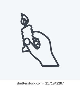 Icon Holding Candle. suitable for Hand Actions symbol. line style. simple design editable. design template vector. simple symbol illustration
