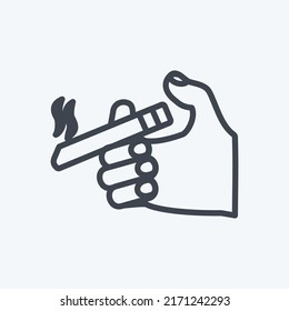 Icon Holding Cigarette. suitable for Hand Actions symbol. line style. simple design editable. design template vector. simple symbol illustration