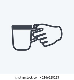 Icon Holding Coffee Cup. suitable for Hand Actions symbol. line style. simple design editable. design template vector. simple symbol illustration