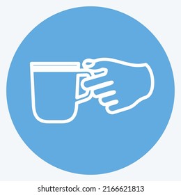 Icon Holding Coffee Cup. suitable for Hand Actions symbol. blue eyes style. simple design editable. design template vector. simple symbol illustration