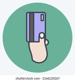 Icon Holding Credit Card. suitable for Hand Actions symbol. color mate style. simple design editable. design template vector. simple symbol illustration