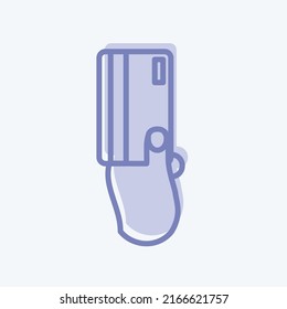 Icon Holding Credit Card. Suitable For Hand Actions Symbol. Two Tone Style. Simple Design Editable. Design Template Vector. Simple Symbol Illustration