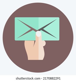 Icon Holding Envelope. geeignet für Handaktionen Symbol. Flachstil. einfaches Design bearbeitbar. Designvorlage, Vektor. einfache Symbolillustration