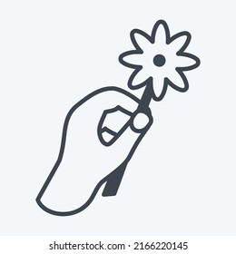 Icon Holding Flower. suitable for Hand Actions symbol. glyph style. simple design editable. design template vector. simple symbol illustration