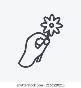 Icon Holding Flower. suitable for Hand Actions symbol. line style. simple design editable. design template vector. simple symbol illustration