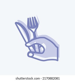 Icon Holding Fork and Knife. suitable for Hand Actions symbol. two tone style. simple design editable. design template vector. simple symbol illustration
