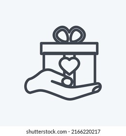 Icon Holding Gift. suitable for Hand Actions symbol. line style. simple design editable. design template vector. simple symbol illustration