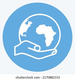 Icon Holding Globe. suitable for Hand Actions symbol. blue eyes style. simple design editable. design template vector. simple symbol illustration