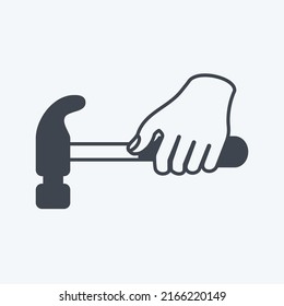 Icon Holding Hammer. suitable for Hand Actions symbol. glyph style. simple design editable. design template vector. simple symbol illustration