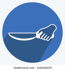 Icon Holding Knife. geeignet für Handaktionen Symbol. langer Schattenstil. einfaches Design bearbeitbar. Designvorlage, Vektor. einfache Symbolillustration