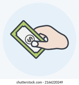 Icon Holding Money. suitable for Hand Actions symbol. color mate style. simple design editable. design template vector. simple symbol illustration