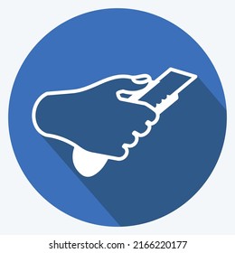 Cortador de papel de retención de iconos. adecuado para el símbolo Acciones de mano. estilo de sombra larga. diseño simple editable. vector de plantilla de diseño. ilustración de símbolo simple