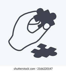 Icon Holding Puzzle Piece. suitable for Hand Actions symbol. glyph style. simple design editable. design template vector. simple symbol illustration