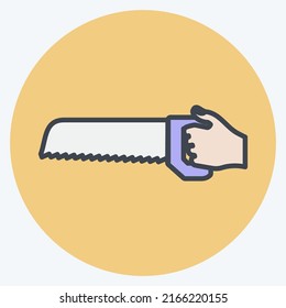 Icon Holding Saw. suitable for Hand Actions symbol. color mate style. simple design editable. design template vector. simple symbol illustration
