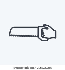 Icon Holding Saw. suitable for Hand Actions symbol. line style. simple design editable. design template vector. simple symbol illustration