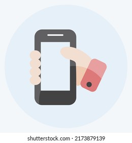 Icon Holding Smartphone. suitable for Web Interface symbol. flat style. simple design editable. design template vector. simple symbol illustration