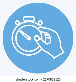 Icon Holding Stopwatch. suitable for Hand Actions symbol. blue eyes style. simple design editable. design template vector. simple symbol illustration