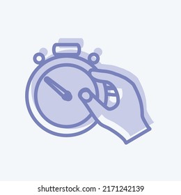 Icon Holding Stopwatch. suitable for Hand Actions symbol. two tone style. simple design editable. design template vector. simple symbol illustration