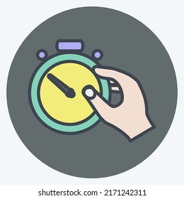 Icon Holding Stopwatch. suitable for Hand Actions symbol. color mate style. simple design editable. design template vector. simple symbol illustration