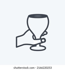 Icon Holding Wine Goblet. suitable for Hand Actions symbol. line style. simple design editable. design template vector. simple symbol illustration