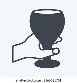 Icon Holding Wine Goblet. suitable for Hand Actions symbol. glyph style. simple design editable. design template vector. simple symbol illustration