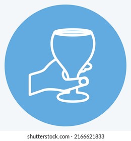 Icono Holding Wine Goblet. adecuado para el símbolo Acciones de mano. estilo ojos azules. diseño simple editable. vector de plantilla de diseño. ilustración de símbolo simple