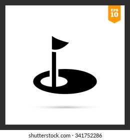Icon of hole marked with pennant on golf course