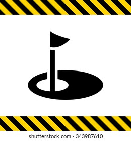Icon of hole marked with pennant on golf course