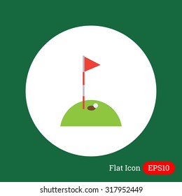 Icon of hole marked with red pennant on golf course