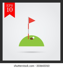 Icon of hole marked with red pennant on golf course