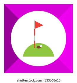 Icon of hole marked with red pennant on golf course