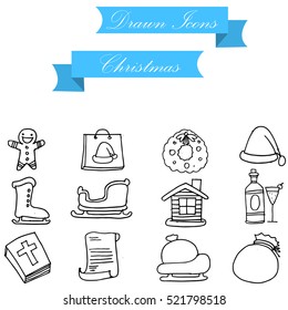 Icon of holiday Christmas set