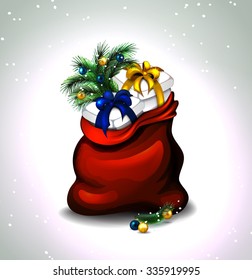 icon of holiday gifts in the Santa Claus bag.