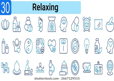 Um ícone de uma vida holística que enfatiza a importância de manter um equilíbrio de relaxamento entre a mente, o corpo e a alma através de várias atividades.