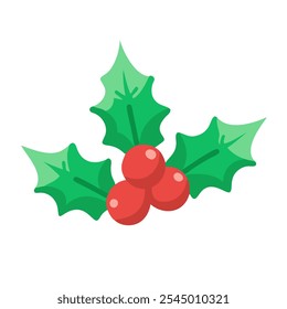 Icon of holly plant featuring sharp leaves and red berries, representing winter decor.