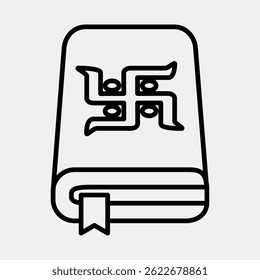 Icon holy book. Buddhism and vesak elements. Icon in line style.