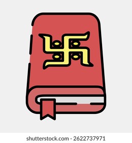 Icon holy book. Buddhism and vesak elements. Icon in filled line style.