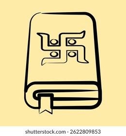 Icon holy book. Buddhism and vesak elements. Icon in hand drawn style.