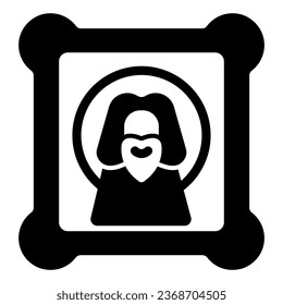 Icono con ícono sagrado Jesús sólido, concepto de Pascua Feliz, símbolo de pintura ortodoxa sobre fondo blanco, icono de lienzo de cristianos de Pascua y vacaciones en estilo glifo para móvil y web. Gráficos vectoriales