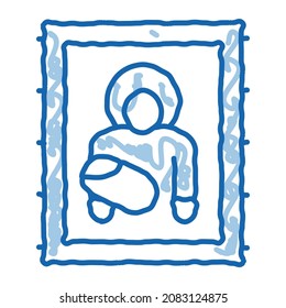 icon of holy mother of god sketch icon vector. Hand drawn blue doodle line art icon of holy mother of god sign. isolated symbol illustration