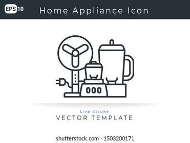 Icon Home Appliance, Fan, Blender For Website, Infographic Element. Vector Illustration