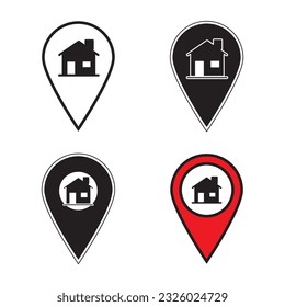 Icon of home location with pin, Contains such Icons as Home Location, Home, House, store and more. Store gps, map pointer, map pin icon, arrow pin, compass location