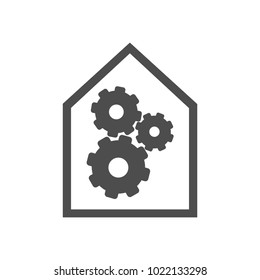 Icon home. The symbol of the company for the construction repair and maintenance of the house. Vector illustration.