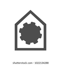 Icon home. The symbol of the company for the construction repair and maintenance of the house. Vector illustration.