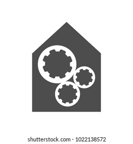 Icon home. The symbol of the company for the construction repair and maintenance of the house. Vector illustration.