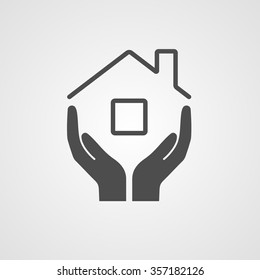 Icon home. The symbol of the company for the construction repair and maintenance of the house. Vector illustration.