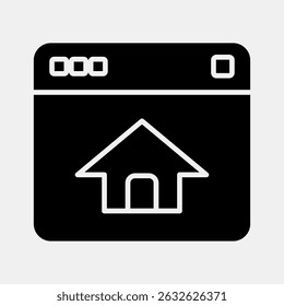 Página de inicio del icono. Elementos de red de Internet. Icono en estilo glifo.