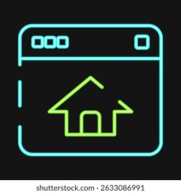 Icon homepage. Internet network elements. Icon in neon style.